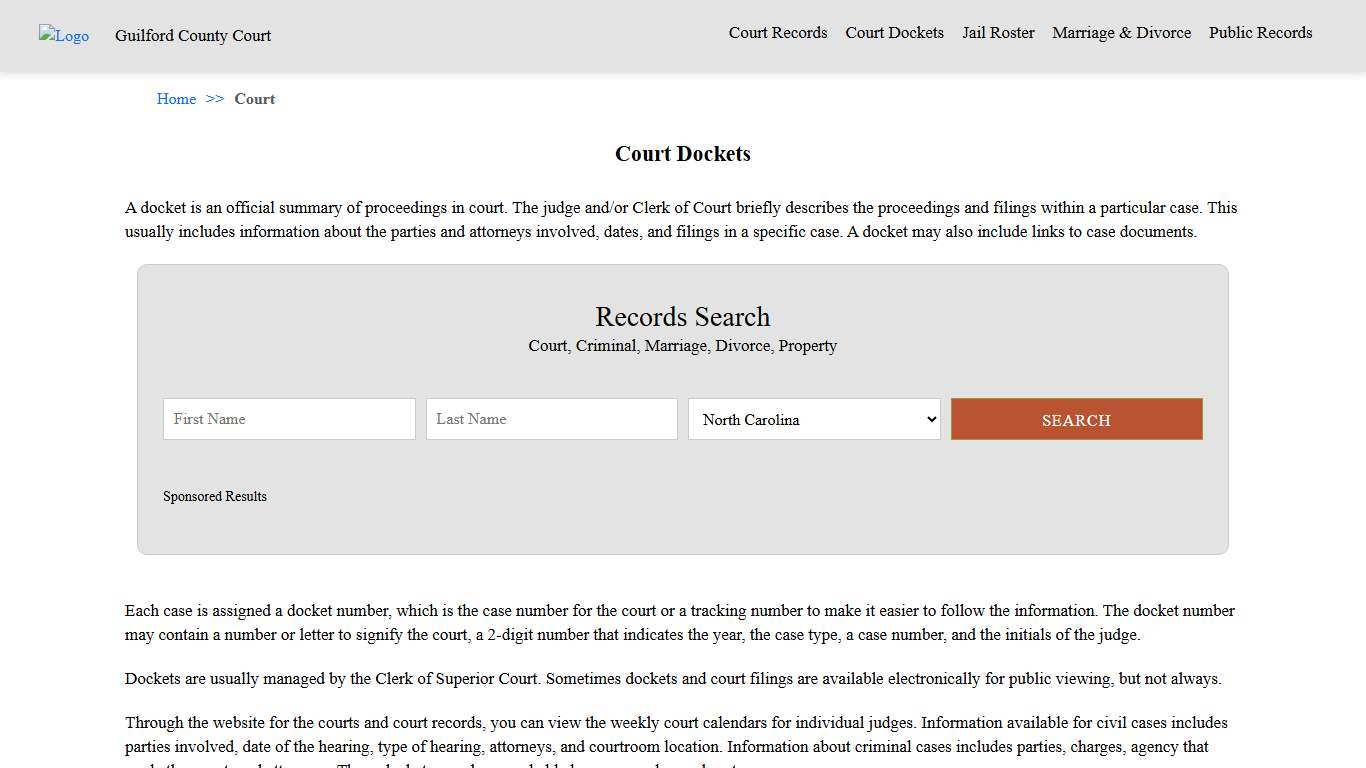 Court Dockets Guilford County Court