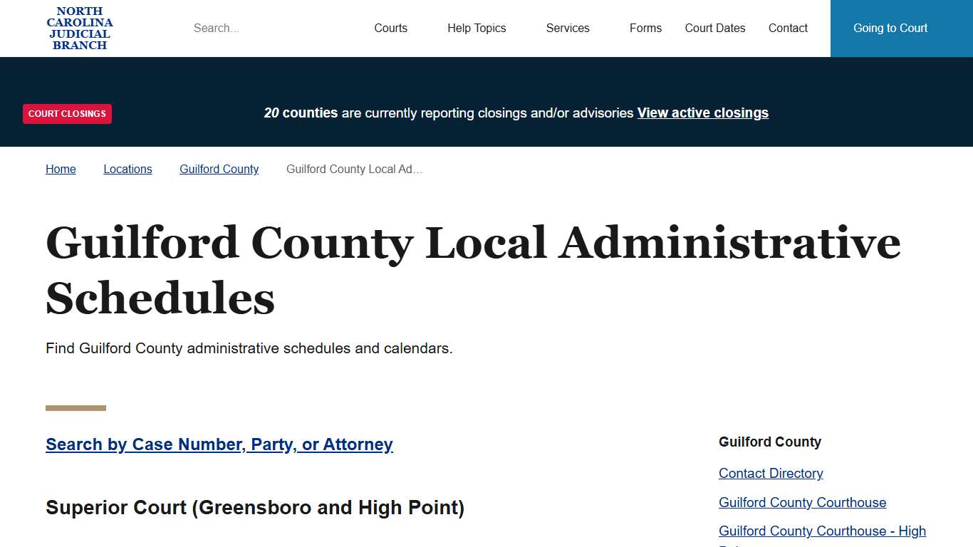 Guilford County Local Administrative Schedules North Carolina Judicial Branch